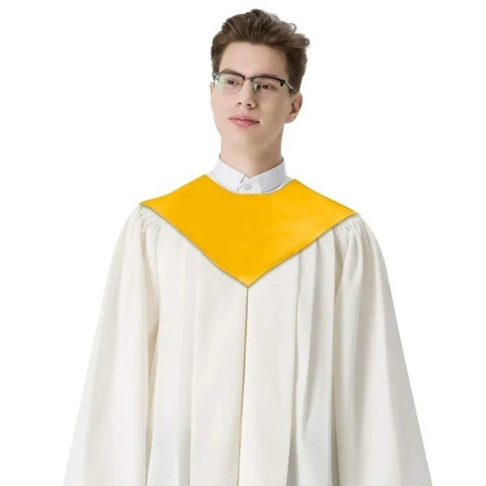 Étole de graduation unisexe en satin, couleur unie, col en V, châle, accessoires pour cérémonie académique et événement formel