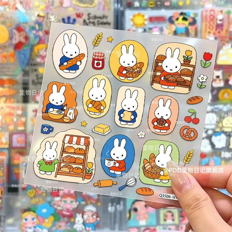 Kawaii Miffy Stickers Cute Cartoon Miffy Bakery Stickers Nail Stickers Baking Sticker Miffy Handbooks Decorative Sticker