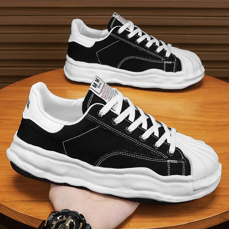 Men's Shoes Fashion Trend Shell Toe Board Shoes Thick Soled Casual Sneakers Height Increasing Comfortable Versatile Canvas Shoes