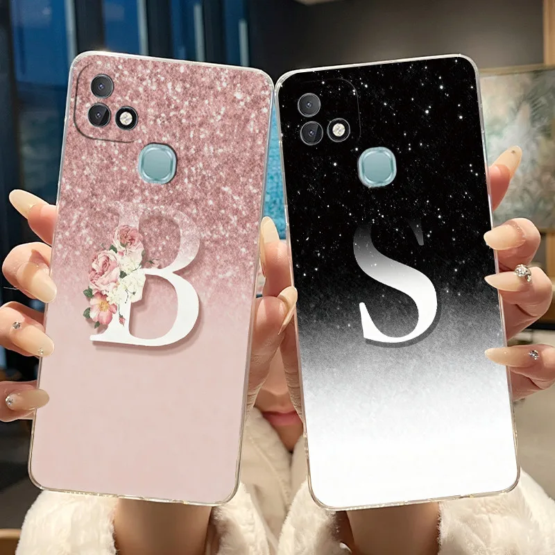 Case For Infinix Hot 10i X659B X658E Casing Infinix Smart 5 Pro Phone Case Clear Silicone Luxury Elegant Letter Soft Back Cover