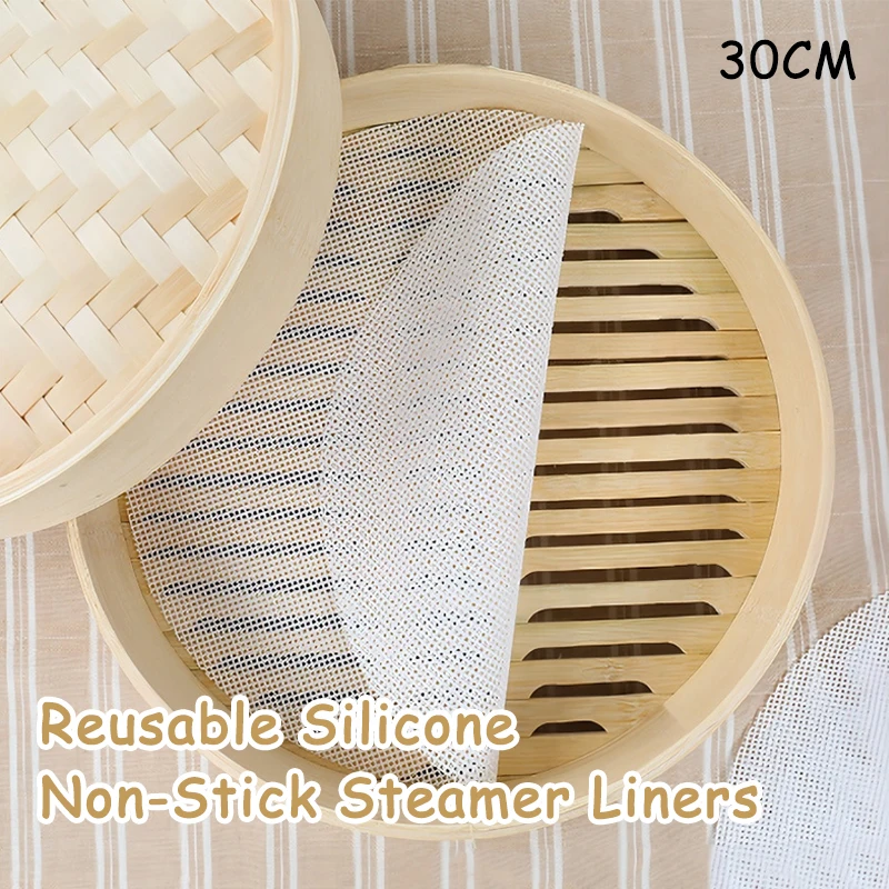 

1-10pcs Non-Stick Steamer Liners Porous Breathable Steaming Pad Reusable Silicone Round Steaming Mesh Mat for Bamboo Steamer