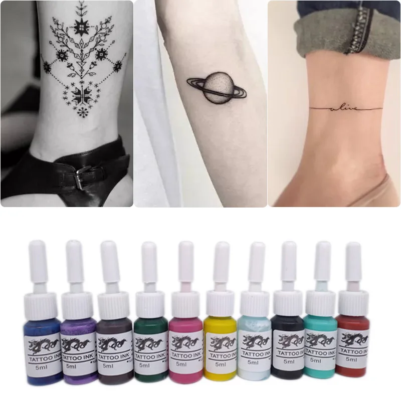 Semi Permanent Professional Tattoo Makeup Eyebrow Ink 10 Colors Set Monochrome Showy Tattoo Color Microblading Pigment TSLM1