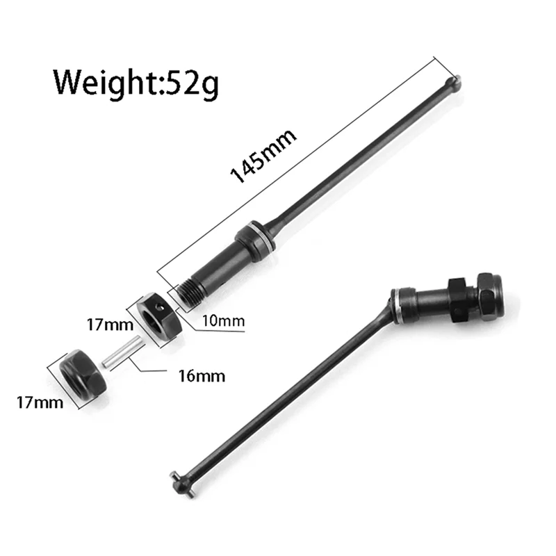 

B24C-4Pcs Metal Drive Shaft CVD EA1061 For JLB Racing CHEETAH 11101 21101 J3 Speed 1/10 RC Car Upgrade Parts Accessories