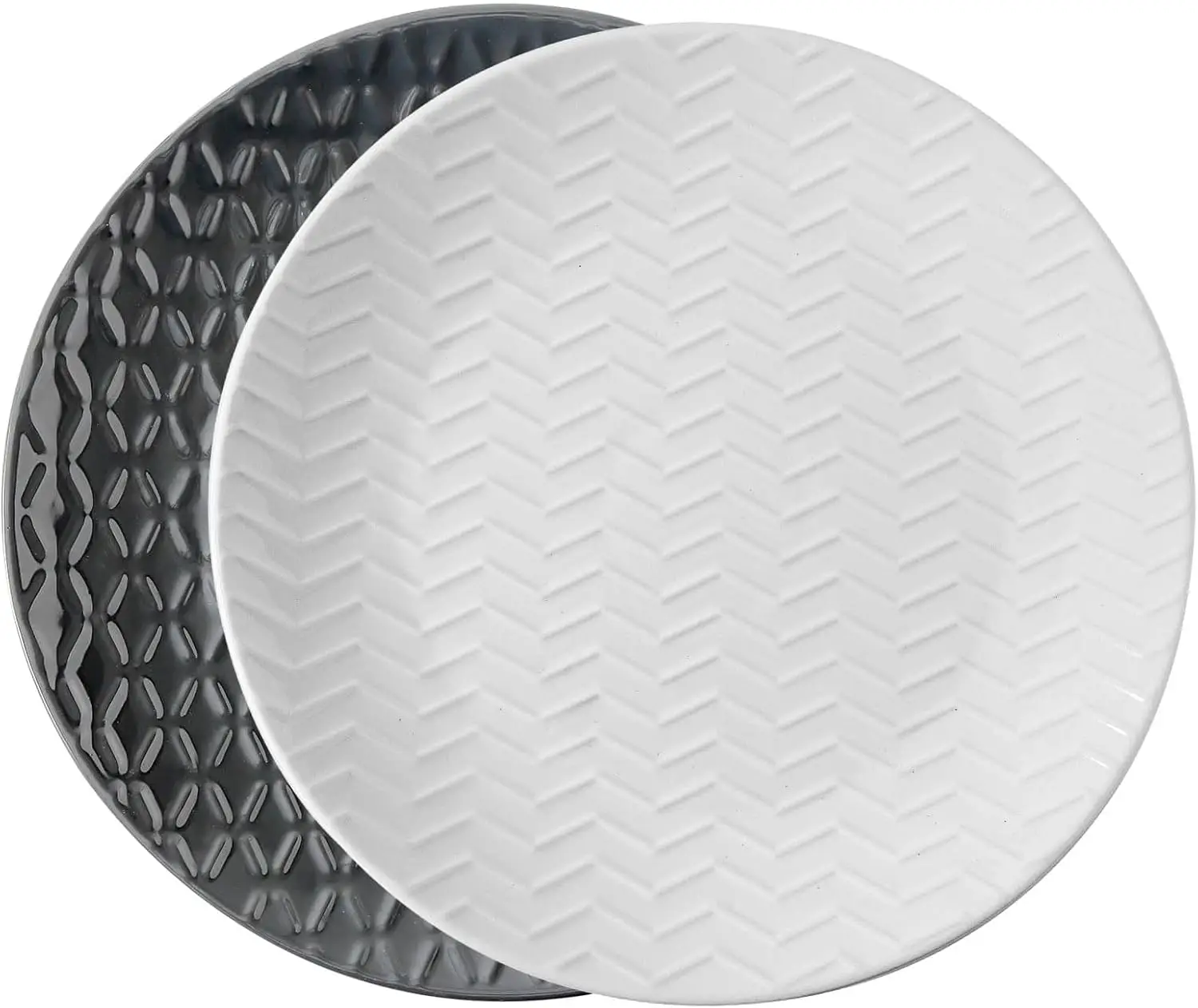 

Dinner Plates, 10 Inch Ceramic Plates for Kitchen, Porcelain Serving Plate for Steak, Pasta, Home and Party, Embossed Set of 2,