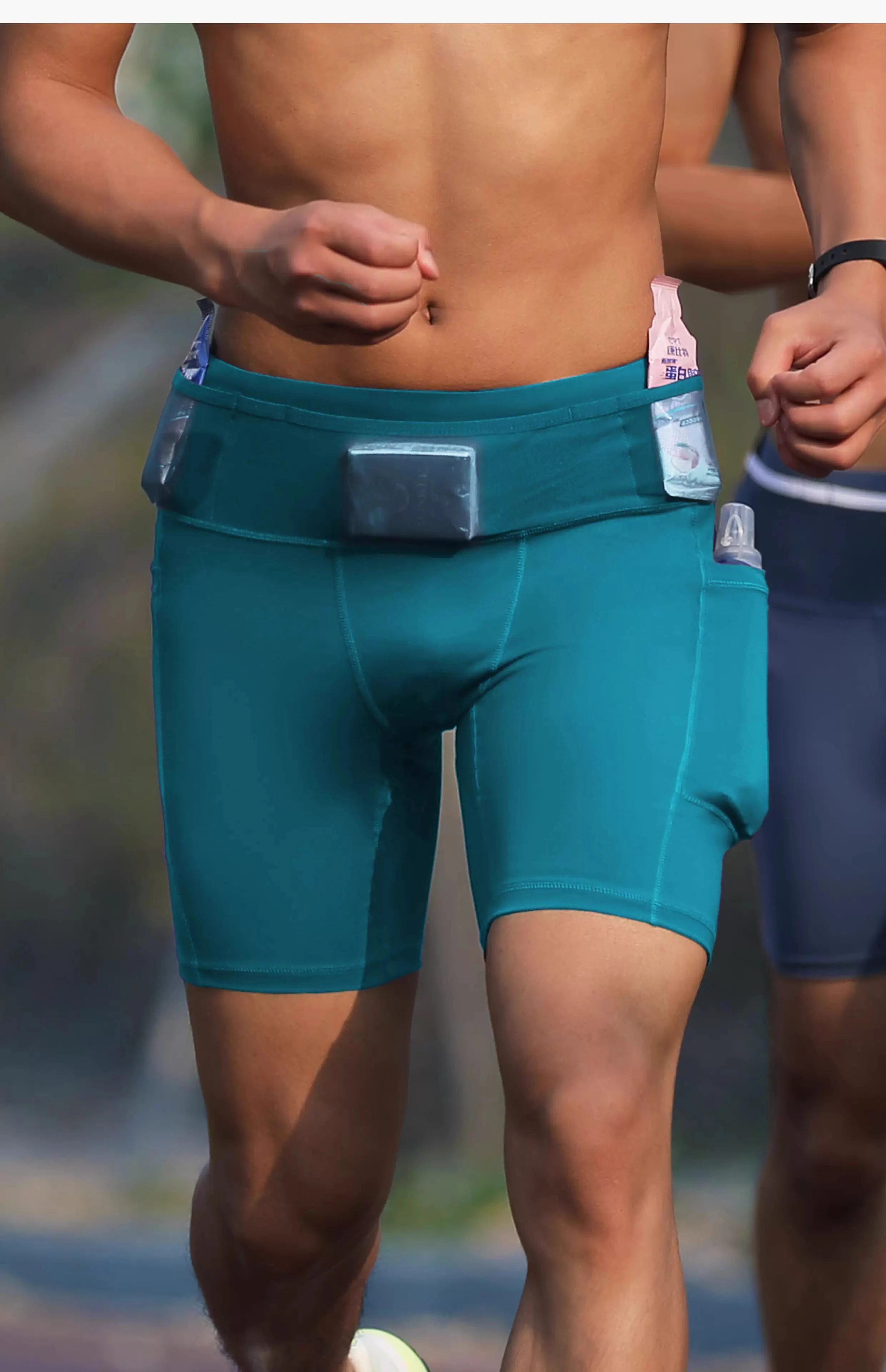 Kompressions-Marathon-Laufshorts für Herren und Damen mit mehreren Taschen, Training, Joggen, Radfahren, Fitness, Strumpfhosen, Shorts, schnell trocknend – Detail 14