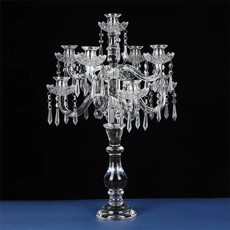 High Quality 9 Arms Medium Size Crystal Candelabra Aesthetic Wedding Candle Holder Home Candlestick Ornaments