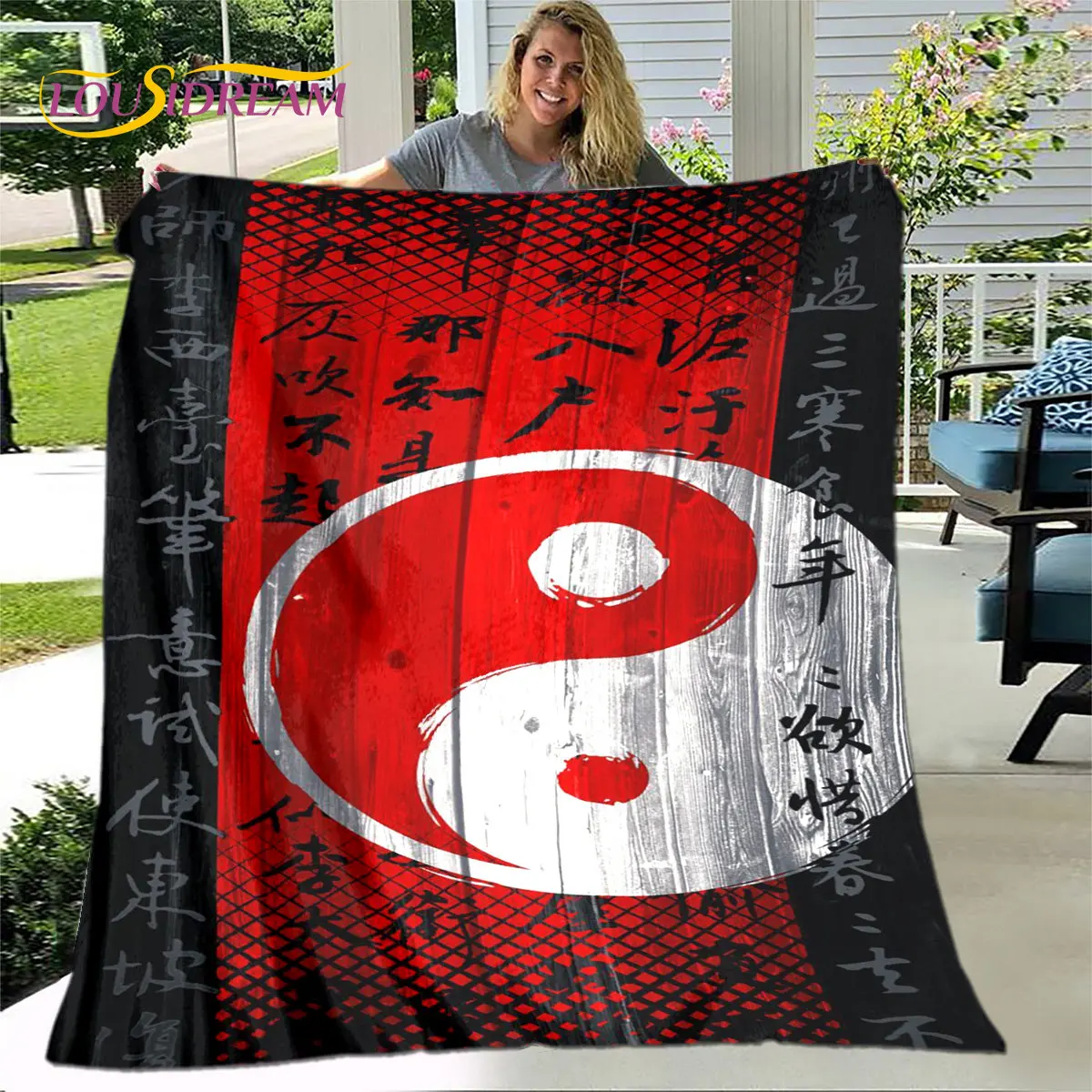 Modern Chinese Tai Chi Bagua Yin Yang Blanket,Flannel Blanket Throw Blanket,Warm Blanket for Living Room Bedroom Beds Sofa Gift