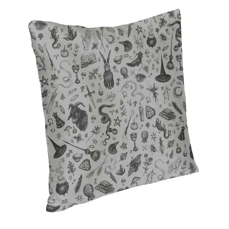 Salem Witch Square Throw Pillow Cover Decoration 3D Double-sided Printing Halloween Occult Gothic Magic Cushion Cover for Sofa