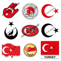 Turkey Map Flag Country Shape Vinyl Sticker Hot Sell Creative Wolf and Moon Star Great Waterproof Car Decal Accessories KK13cm