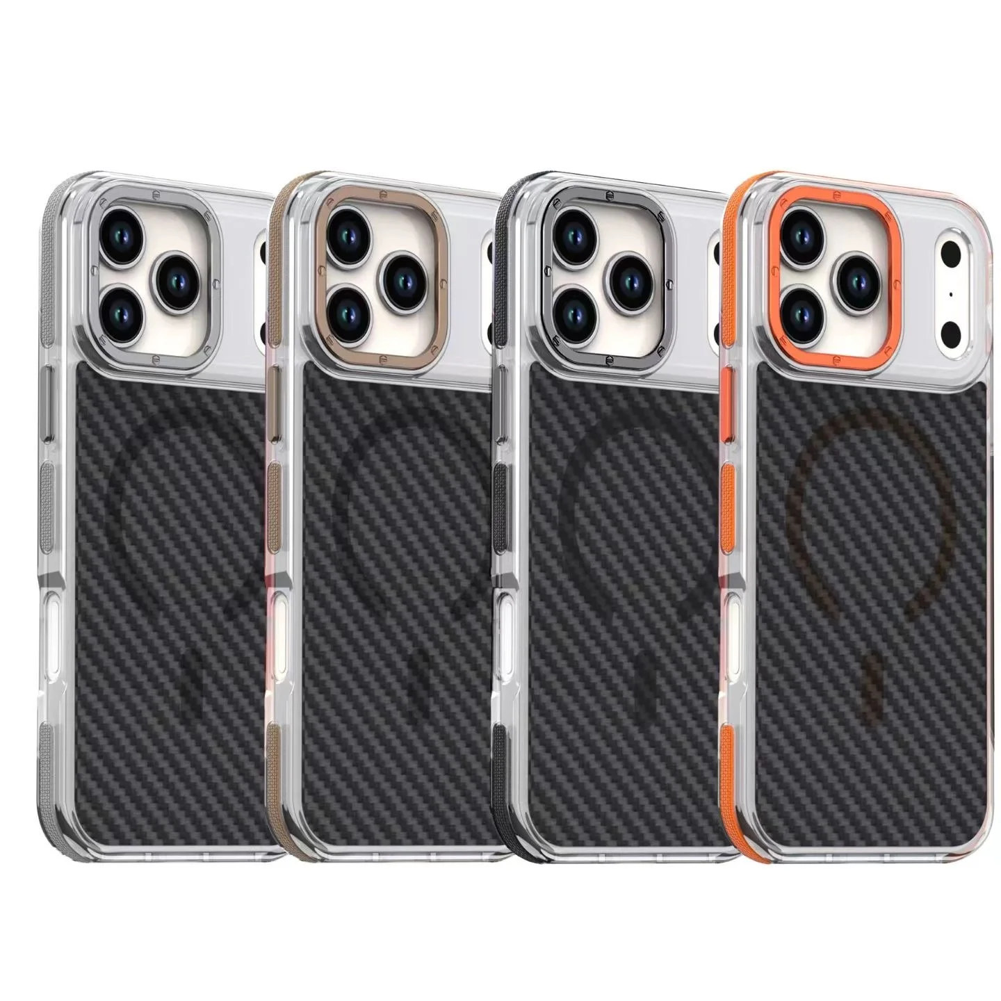 

High Quality Carbon Fiber Anti Slip Shockproof Case For iPhone 17 16 15 14 13 12 Pro Max Plus Magnetic Wireless Charge Cover