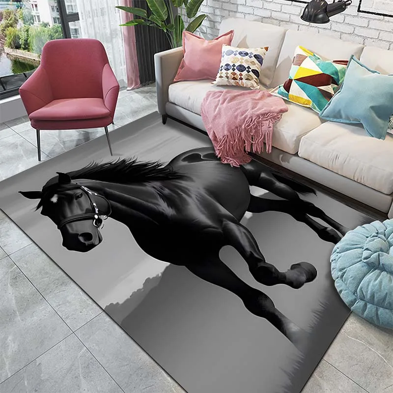 15 Size Horse Running Horse Pattern Carpet, Living Room, Bedroom, Kitchen, Bathroom, Foot Mat, Children's Room, Hotel Carpet Rug