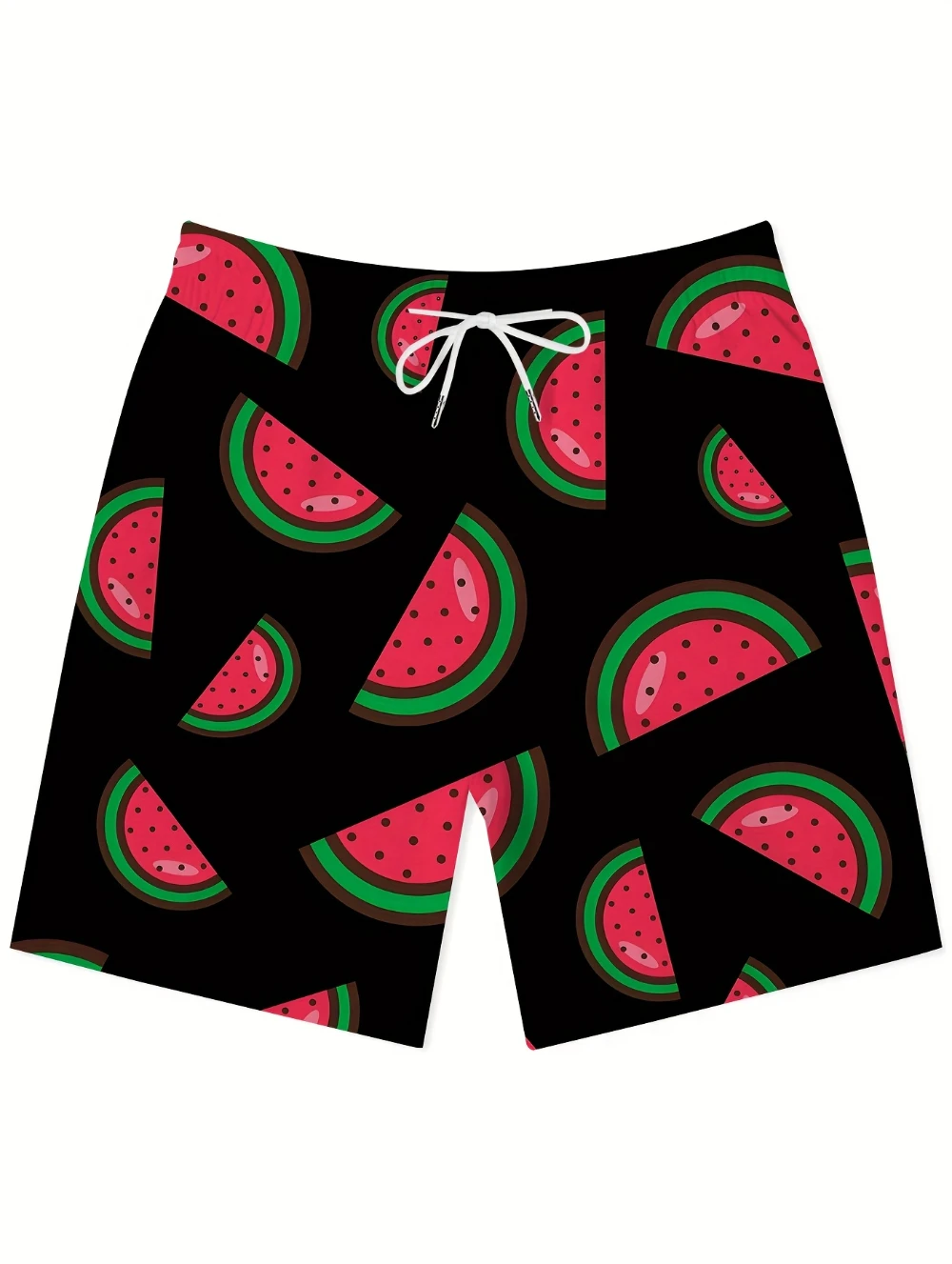 2025 Bañadores de secado rápido para hombre con bolsillos, pantalones cortos de playa informales con estampado de sandías, cordón ajustable para deportes al aire libre
