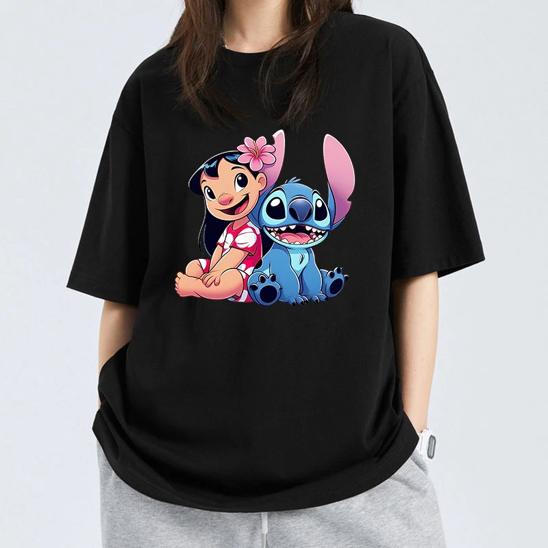 Lilo & Stitch T-shirt Summer Female Y2k Clothes Casual Top Women's T-shirt Disney Streetwear Clothing Female Cartoon T-Shirt