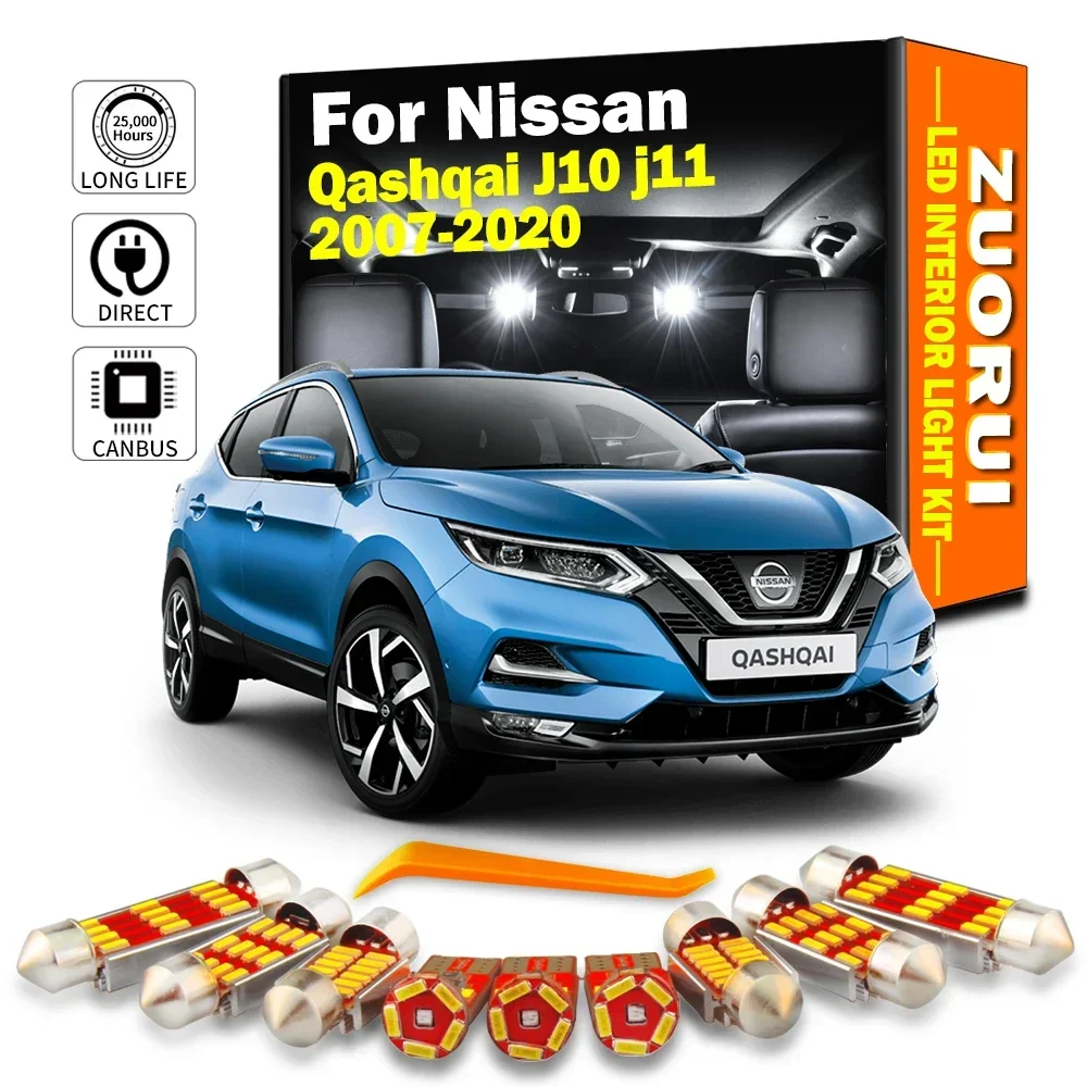 ZUORUI Canbus LED Interior Light Kit For Nissan Qashqai J10 j11 2007 2008 2009 2010 2014 2015 2016 2018 2019 2020 Vehicle Lamp