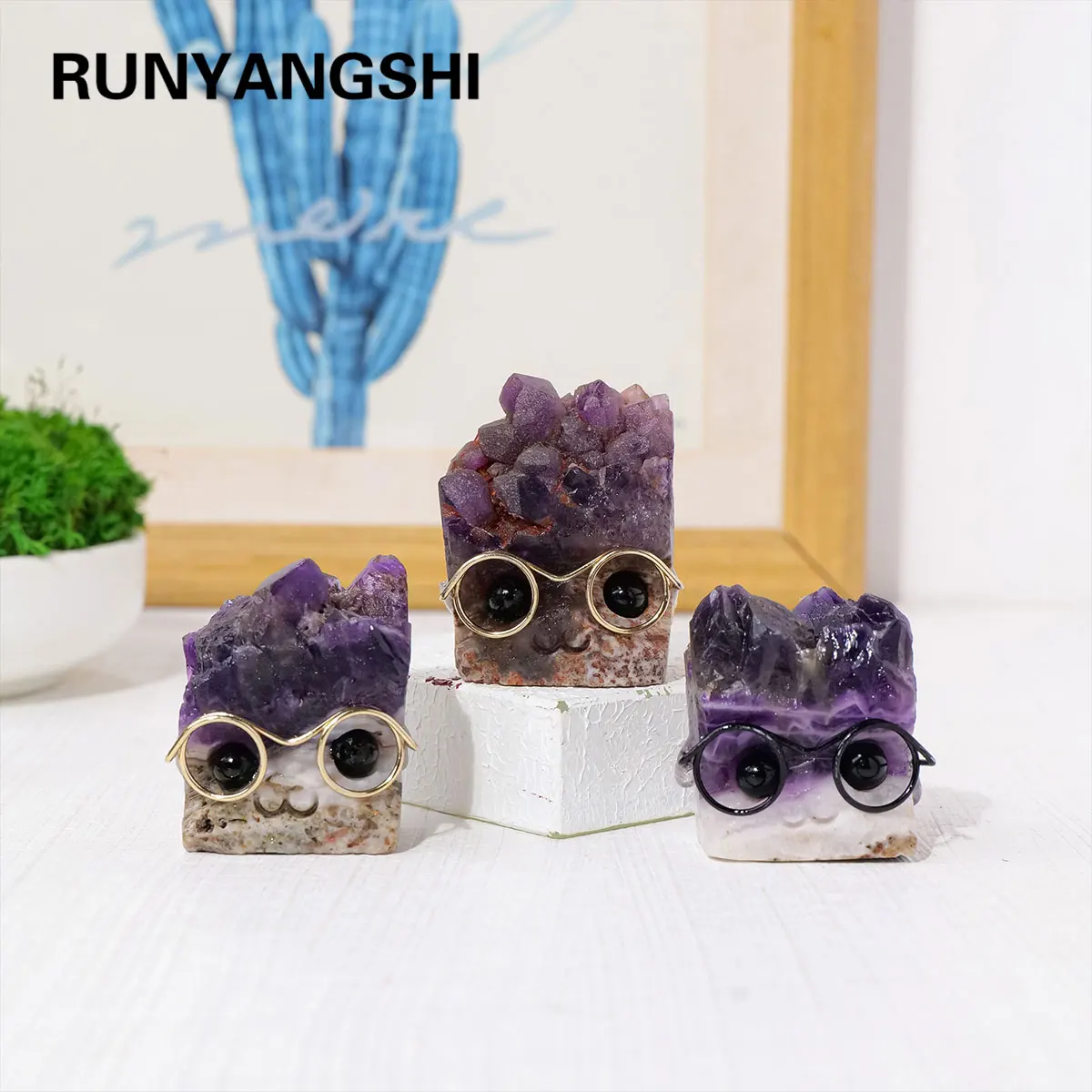 

1PC Natural Crystal Amethyst Pets DIY Handmade Crystal Carving Hedgehog Fengshui Sculpture for Pet Memorial Ornament Home Garden