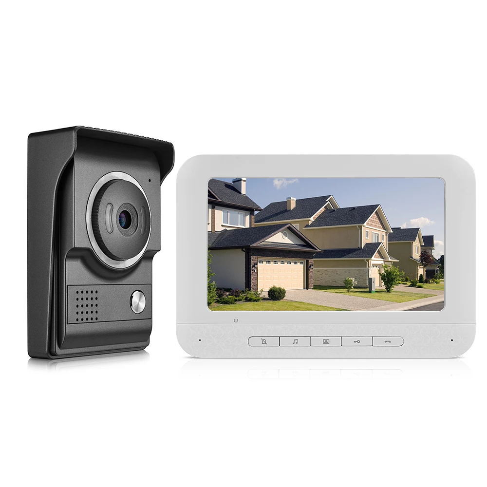 7inch Video Door Phone Doorbell Intercom Kit TFT-LCD Color Screen 1 Indoor Monitor 1 Outdoor Camera Support Night Vision