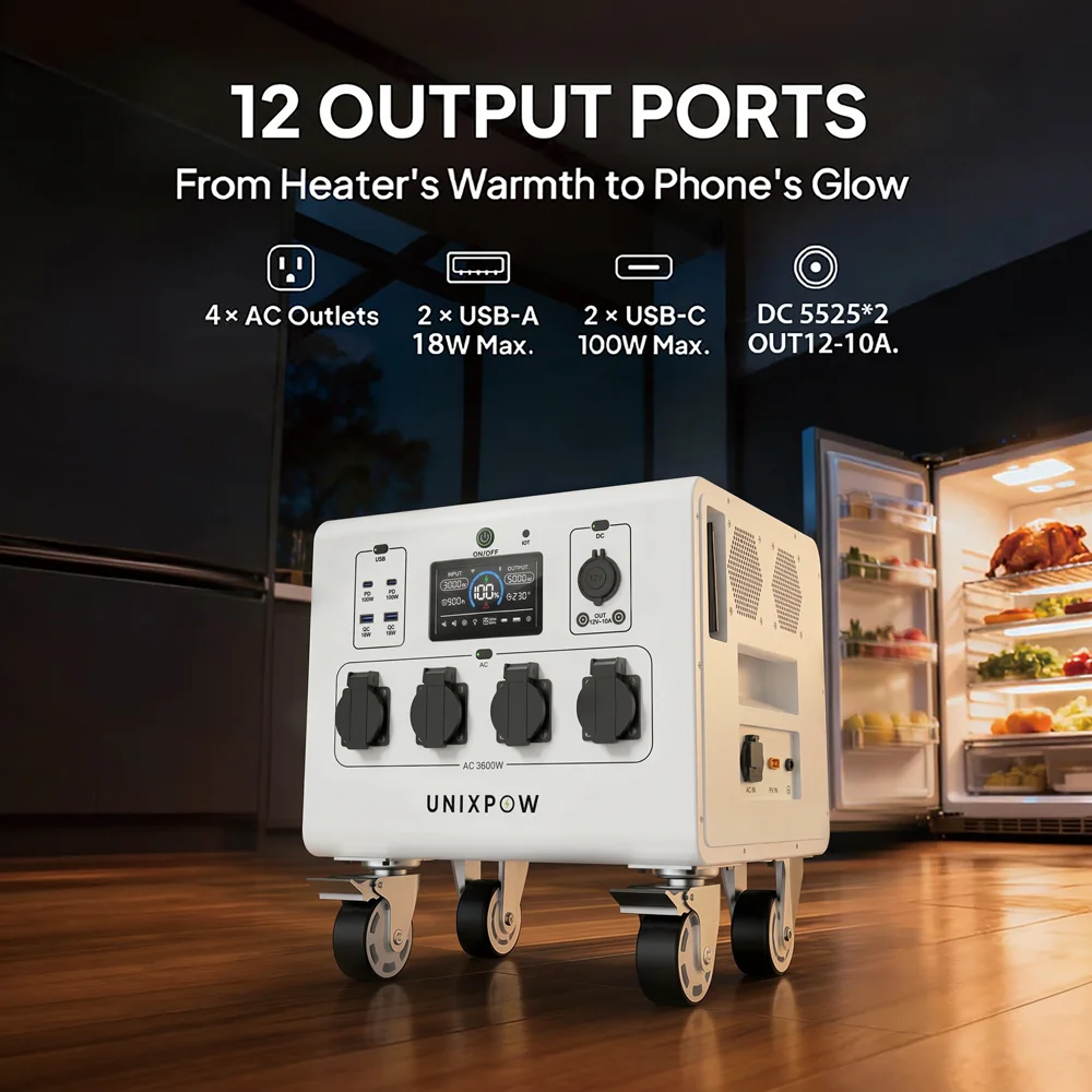 OEM Portable Power Station 3600W 2662.4Wh Pure Sine Wave MPPT Solar Generator for Camping Emergency Backup