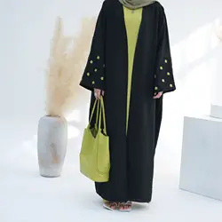 Moda bordado aberto abaya para mulheres dubai novo quimono liso muçulmano turkiye elegante cardigan vestido islam roupas