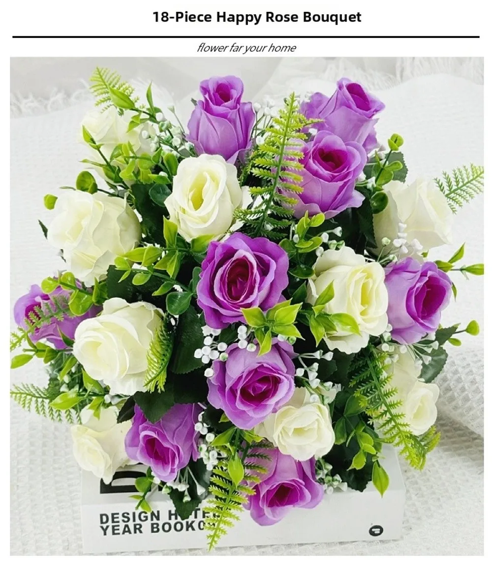 18 Köpfe Echte Glückliche Blumen in 8 Farben für Fotografie, Geschenk zum Valentinstag, Mini-Kristallgras-Bouquet – Detail 6