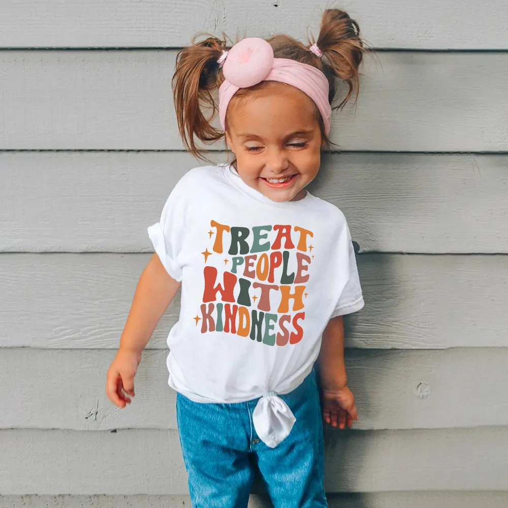 

Kids Shirt Treat People with Kindness Print Kid T-shirt Girl Boy Clothes Children Short T-shirt Child Outfits Kids T-shirts Gift