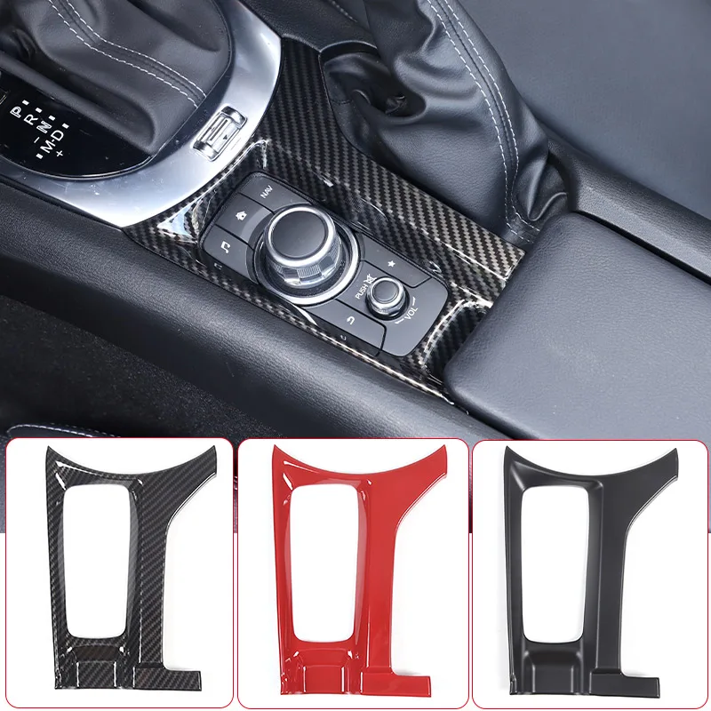 For Mazda MX-5 ND 2016-2023 ABS Carbon Fiber Car Handbrake Panel Frame Central Media Button CoverSticker Accessories