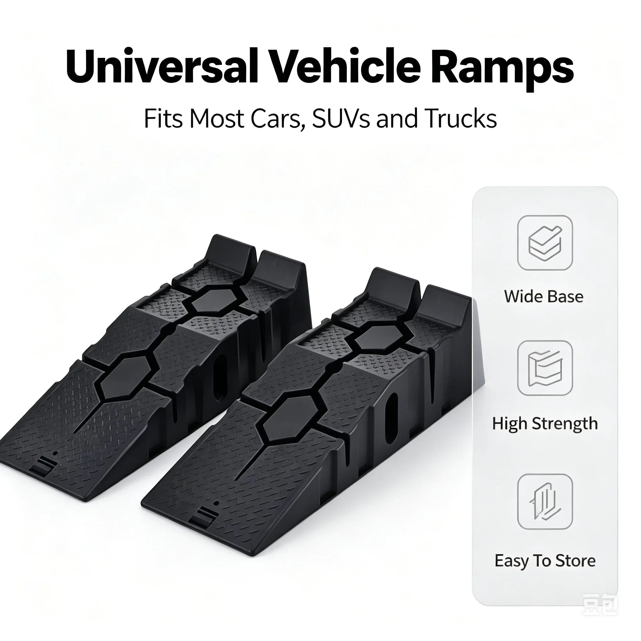 Heavy Duty Car Service Ramps, Plastic Vehicle Lift Ramp for Oil Change Maintenance, Portable Auto Repair Wheel Chock Ramp