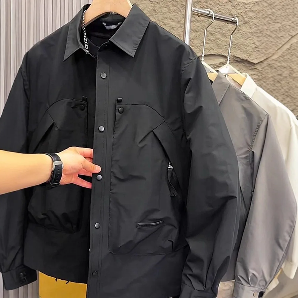 سترة عمل أمريكية الطراز للربيع والخريف، سترة رجالية فضفاضة بياقة، ملابس خارجية عصرية أنيقة متعددة الاستخدامات وخفيفة الوزن #3