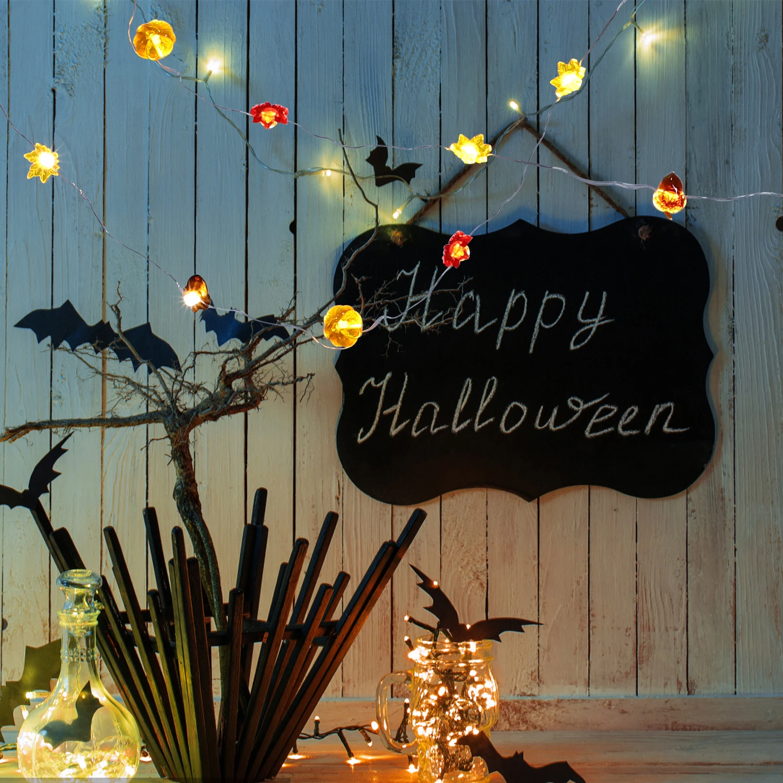 20 متر Led سلسلة أسلاك نحاسية أضواء لجميع القديسين ديكور حفلات خريف الخريف داخلي في الهواء الطلق إضاءة احتفالية الشكر نافذة توهج