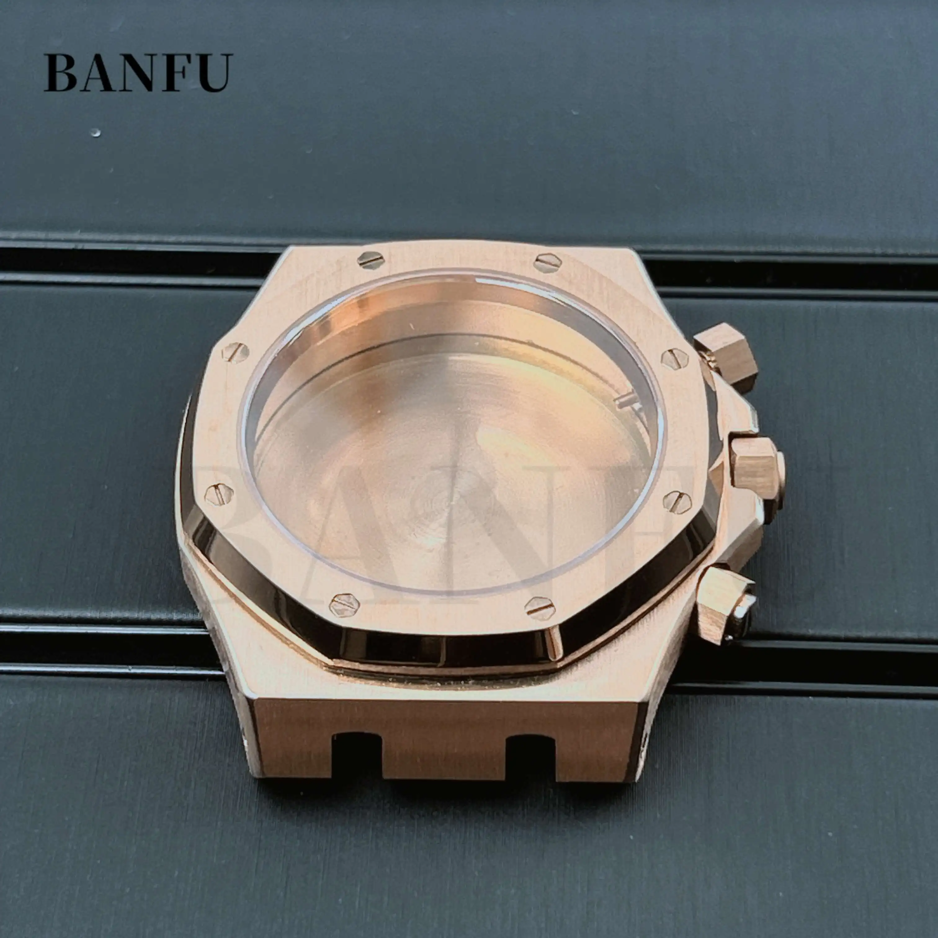 42MM Black Farmhouse Oak Octagonal Case Dial Sapphire Mirror For Quartz VK63 Case Pointer Kit Sk ASP Modified Watch Accessories