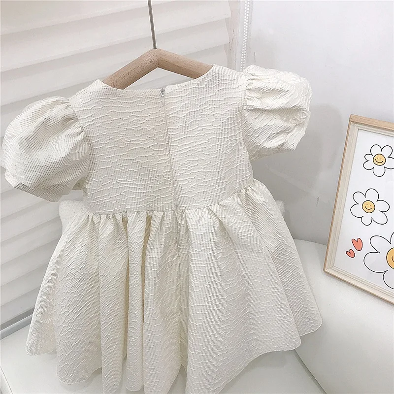 Baby Girl Princess Dress Short Puff Sleeve Infant Toddler Child Vintage Vestido Party Wedding Pageant Baby Clothes 1-10Y