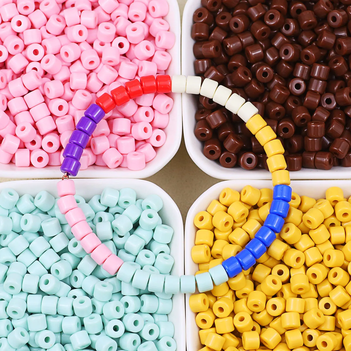 

95pcs 6mm Multicolor Acrylic Small Bucket Beads Spacer Loose Beads For Jewelry Making DIY Bracelet Necklace Pendant Accessories