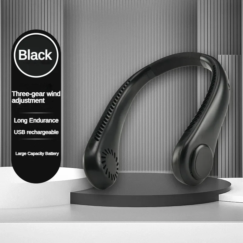 

New Mini Neck Fan Portable Bladeless Hanging Neck 1200mAh Rechargeable Air Cooler 3 Speed Mini Summer Sports Fans Duct fan