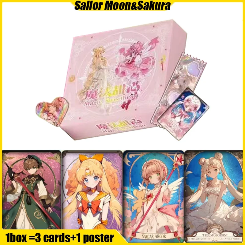 

QISI Sailor Moon Cards CardCaptor Sakura Anime Collection Cards Mistery Box Board Games Toys Birthday Gifts for Boys and Girls