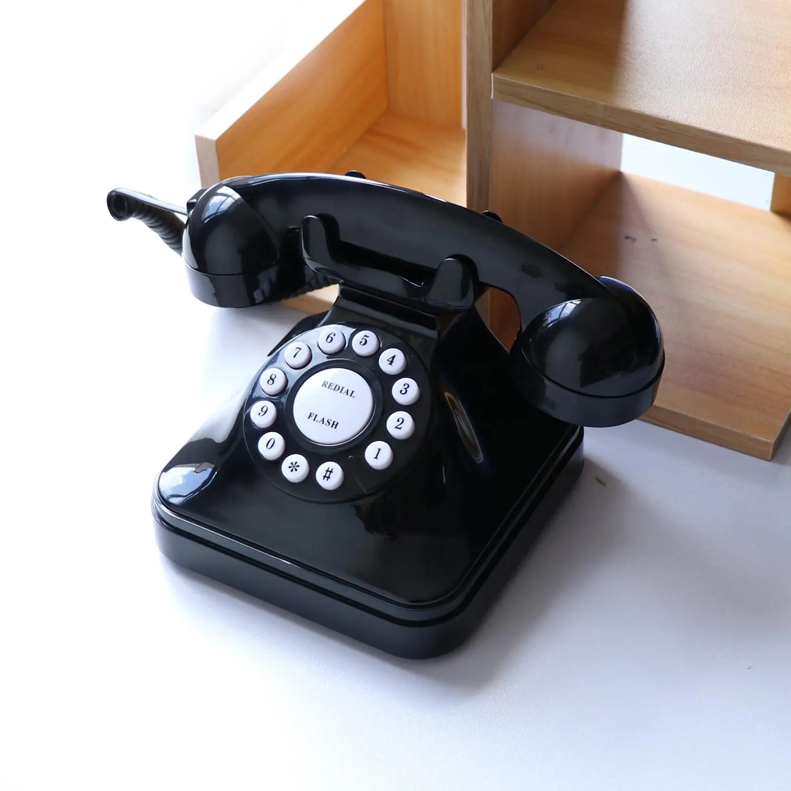 Retro Cored Phone Antique Fixed Landline Telephone Plastic Material for Senior House Classic Old Phone