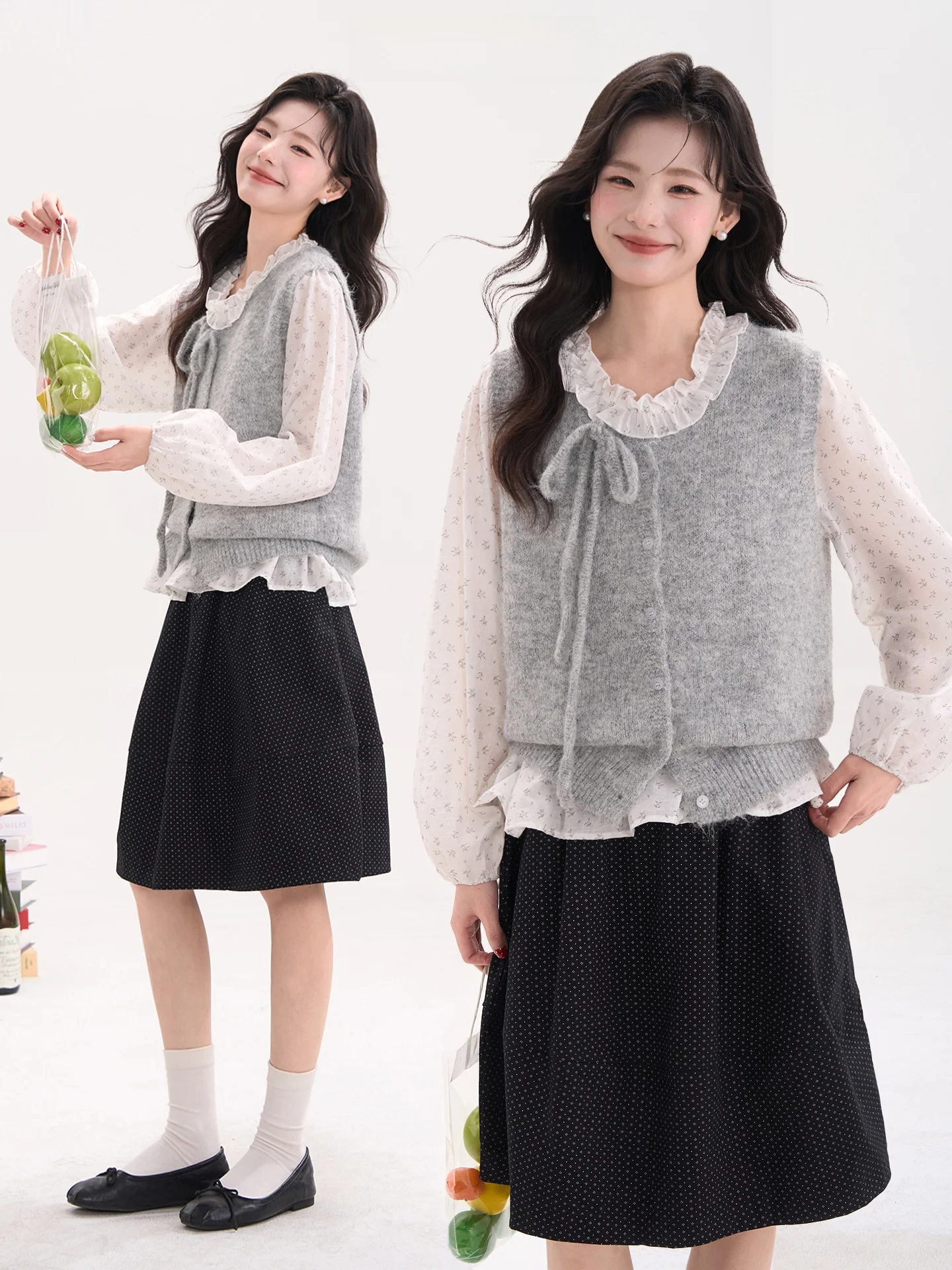 

Princ Sle Knitted Hollow out Early Spring Yarn Vest Women's Top Layering Belted ort Length Regular Fit