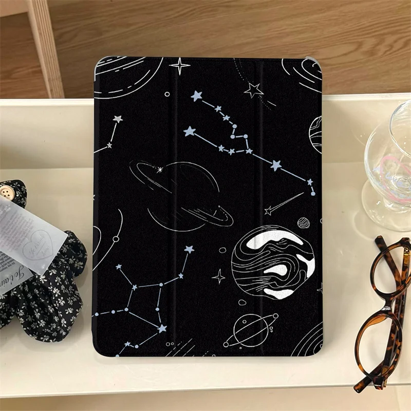 For Apple iPad Pro 2024 11 inch 2025 Air 5/4 10.9 iPad 10 9.7 10.2/10.5 mini 6/5/4 Case with Pen Holder Space Planet Cute Cases