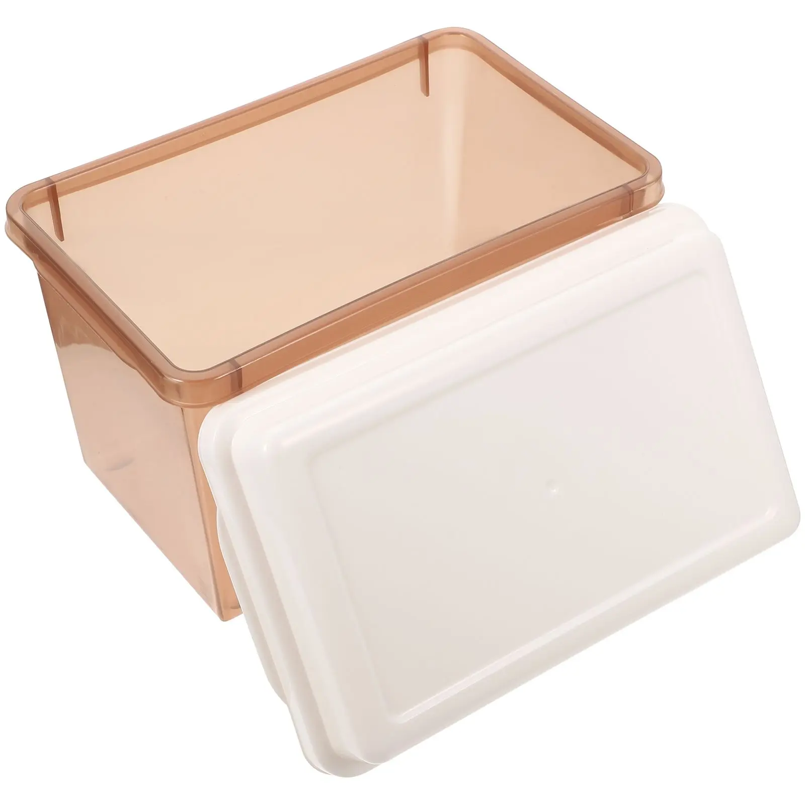 

Bread Storage Box Tea Color Sealed Container Stackable Refrigerator Grain ganizer Semi Transparent Fruits Vegetables Easy Access