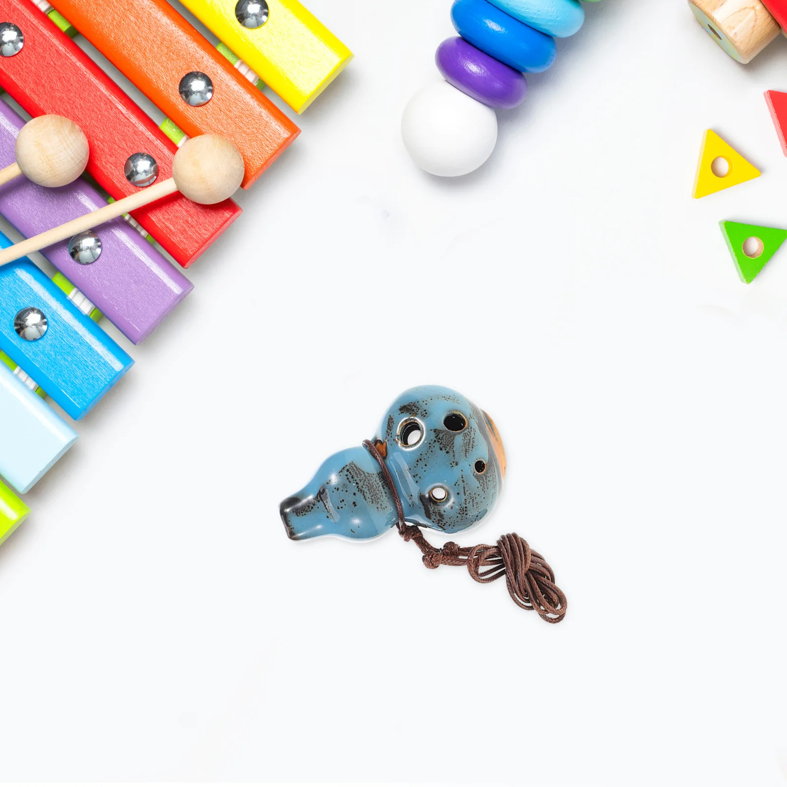 

Small Gourd Six-Hole Blue Ceramic Alto C Ocarina Wax Rope Outdoor Activities Beginners Music Lovers Flute Instrument