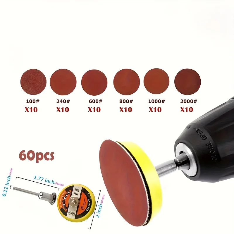 

Шлифовальный диск, 2-дюймовые шлифовальные подушечки из глинозема, шлифовальная бумага, быстросменный шлифовальный лист, дрель, шлифовальная машина, вращающиеся инструменты