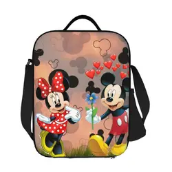 Niestandardowa izolowana torba na drugie śniadanie Mickey Minnie Mouse Love dla kobiet Cartoon Thermal Cooler Lunch Tote Kids School Children