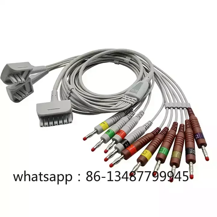 Nalong 10 Lead EKG Cable with banana 4.0 New,Compatible