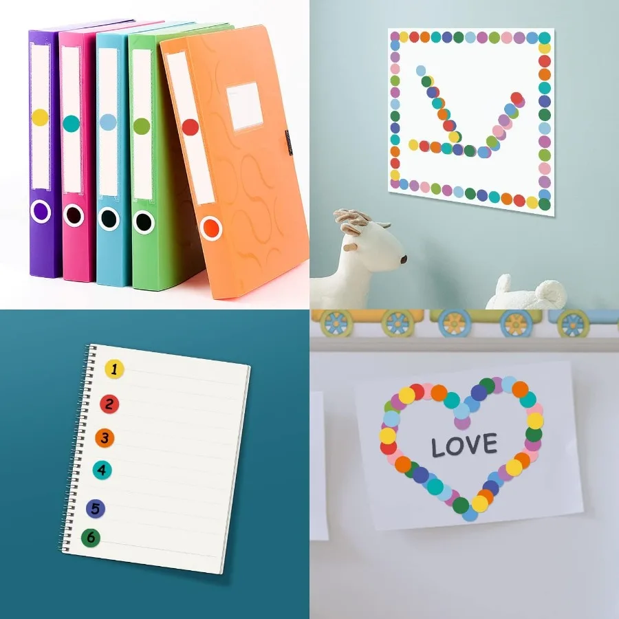 4200 قطعة 0.75 بوصة 12 لونًا ملصقات نقطية ملونة مستديرة للأطفال الصغار أوراق تعليمية ملصقات ترميز ملونة للمكتب والطلاب #6