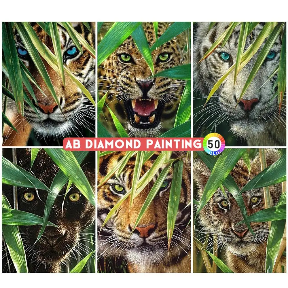 AB Diamond Painting Tiger Leopard Embroidery Animal DIY Mosaic 5D Drill New Arrival Wall Art Wall Stickers Home Decor