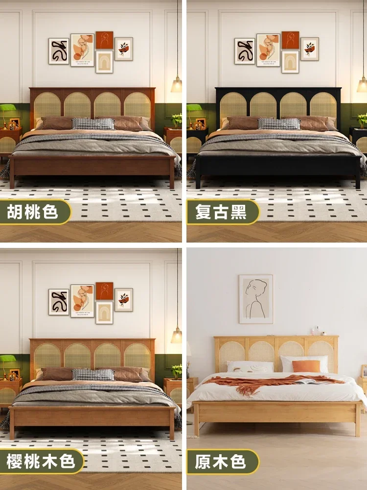 Long - lasting French Vintage Bed Master Bedroom Double Bed American Black Premium Wedding Bed Frame Superior