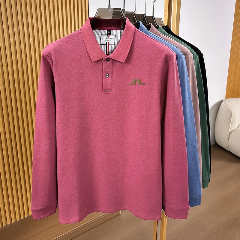 100% Baumwolle Herren Langarm-Poloshirt mit Kragen und Knöpfen, Exquisitem Musterdruck, Neues Herbst-Poloshirt, Business Casual Herrenbekleidung – Detail 20