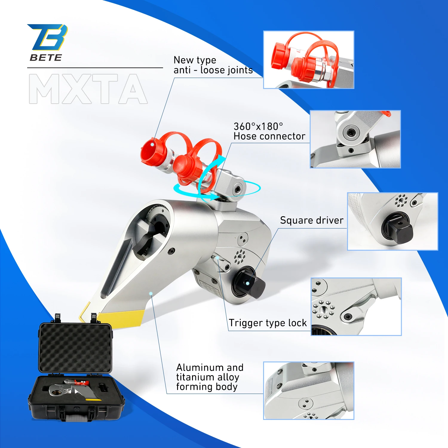 MXTA China High Strength Adjustable Hydraulic 1/2 3/4 Torque Wrench Tool