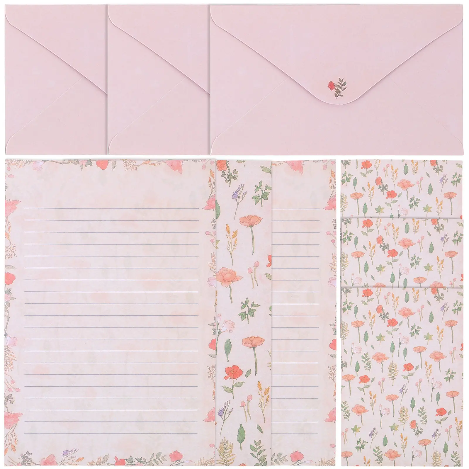 5Sets Thick Smooth Creative Letter Paper Envelope Kit Decorative Stationery Set for Writing Notes Poems Painting Journaling Gift