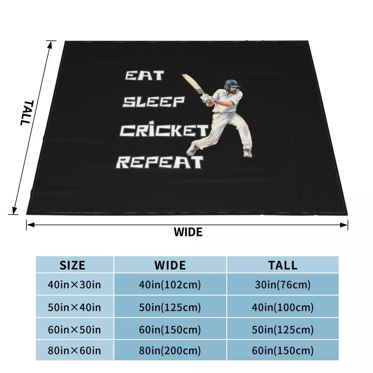 Eat Sleep Cricket Repeat Throw Blanket Thermal Blankets For Bed Hairys Large Blankets