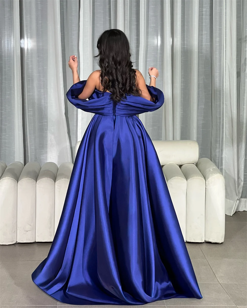 Gaun Malam Formal Model Mermaid Tanpa Tali Elegan, Model Off-Shoulder Panjang Menyentuh Lantai, Gaun Prom Panjang Menyentuh Lantai, Gaun Pesta Custom