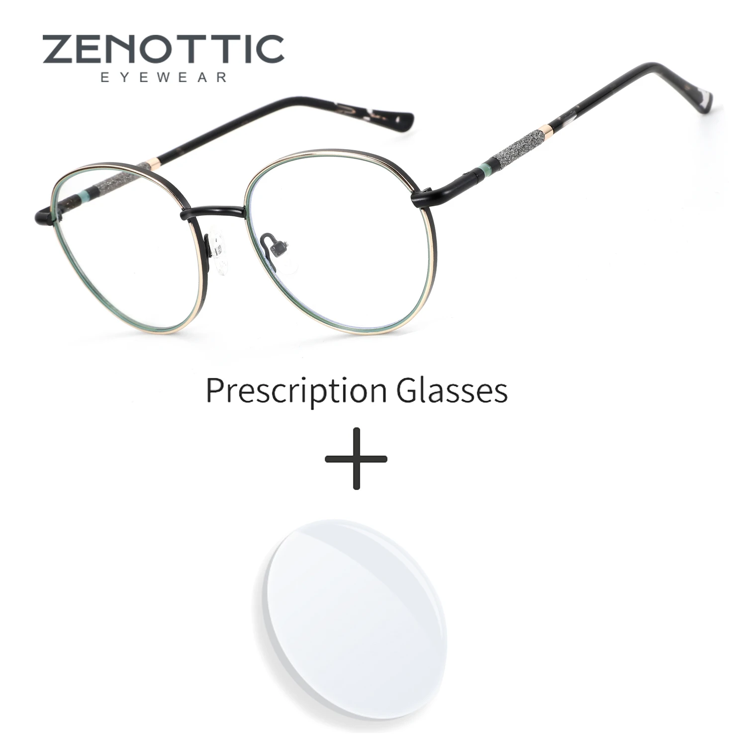 

ZENOTTIC (L Size) New Arrivals Round Progressive Prescription Eyewear High-quality Metal Myopia Glasses Woman Optical Eyeglasses